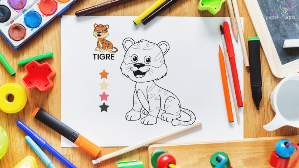 Desenho de Tigre de Natal para Colorir - Colorir.com