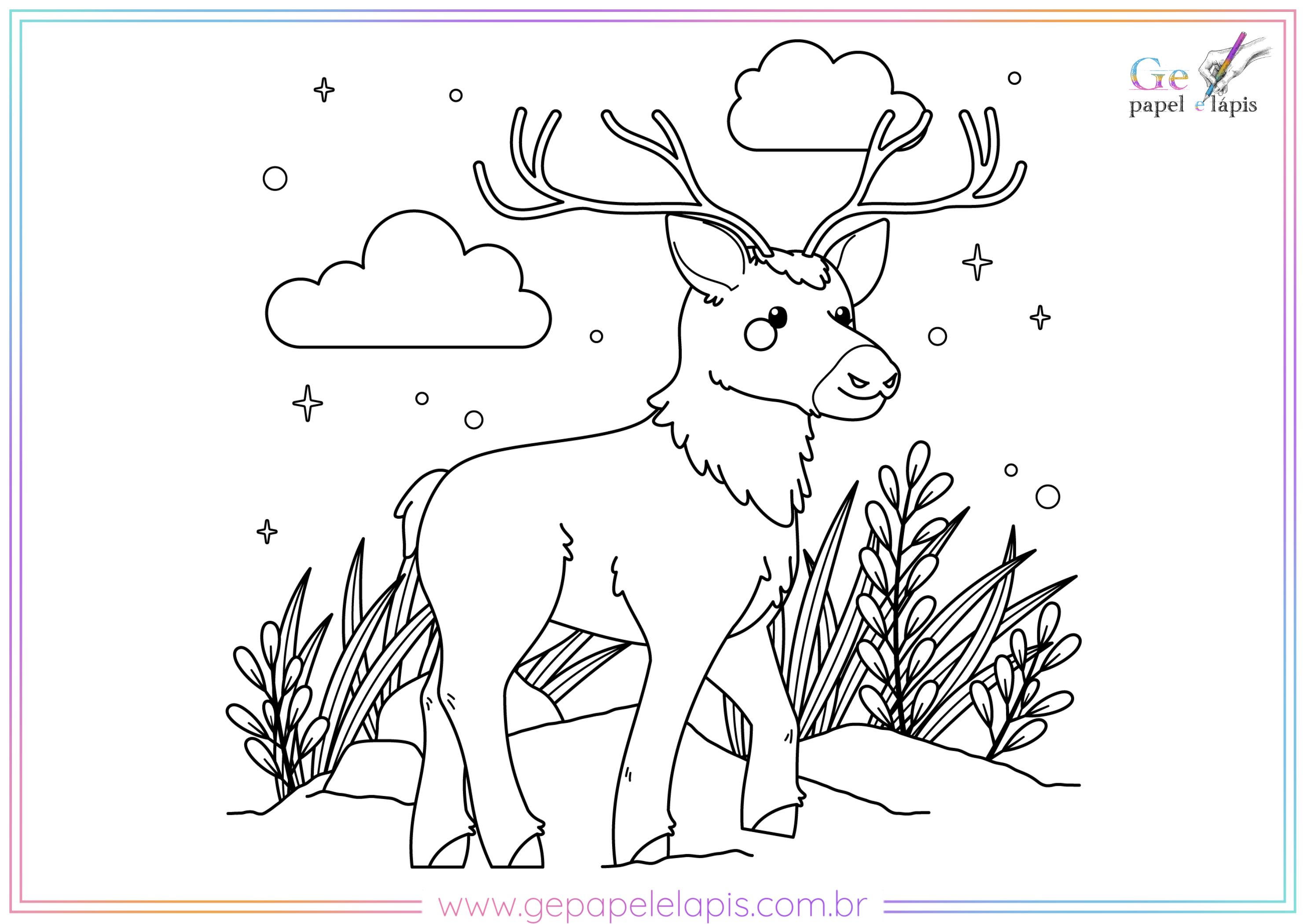 Desenho para Colorir: Modelos de Rena para o Natal - Ge papel e lápis