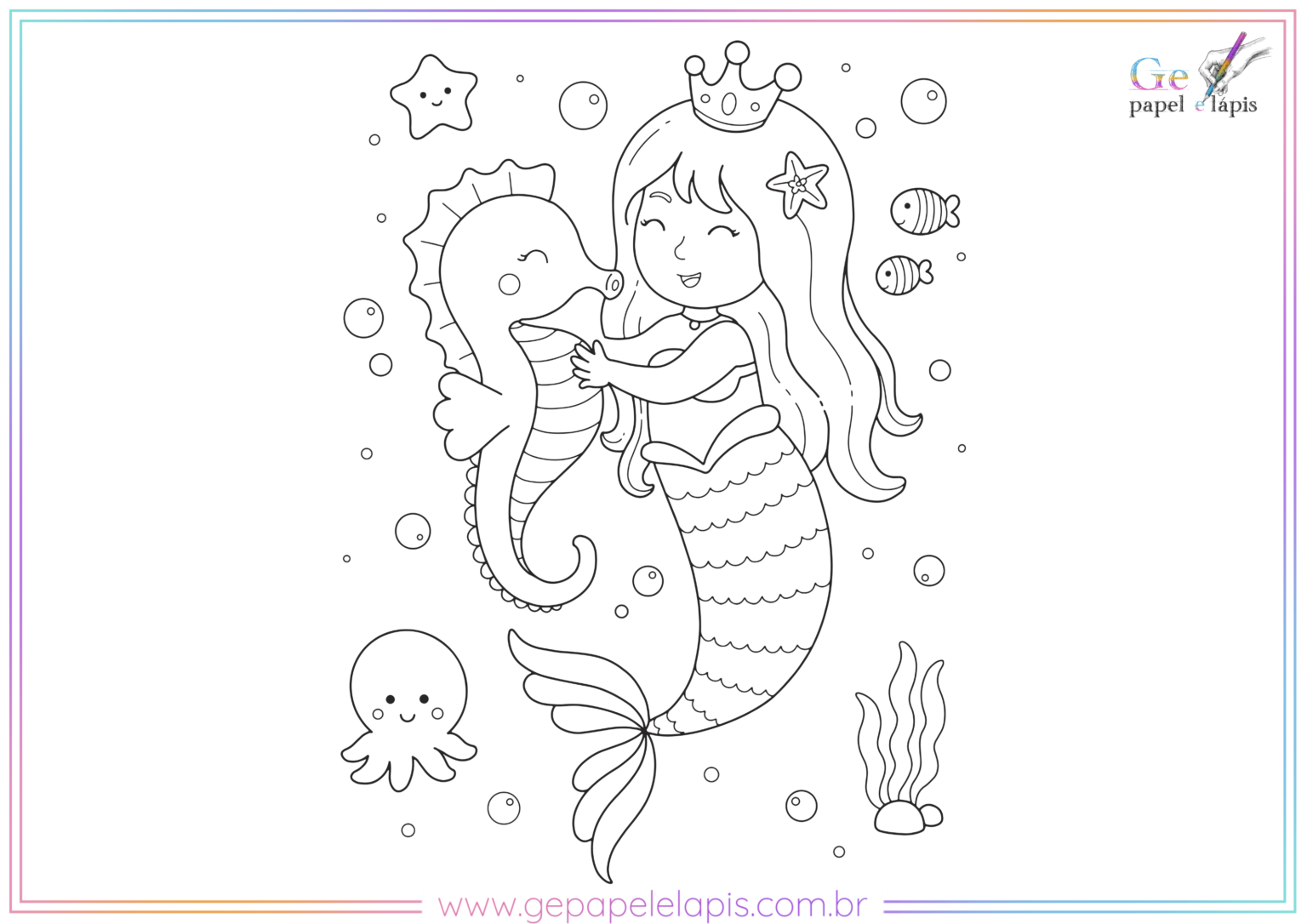 Desenhos Para Colorir Sereias Viva A Magia Do Fundo Do Mar Ge Papel