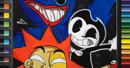 Pintura de Desenho: Huggy, Sundrop e Bendy