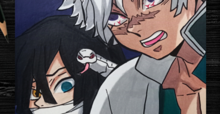 Pintura Fanart Obanai e Sanemi de Kimetsu no Yaiba