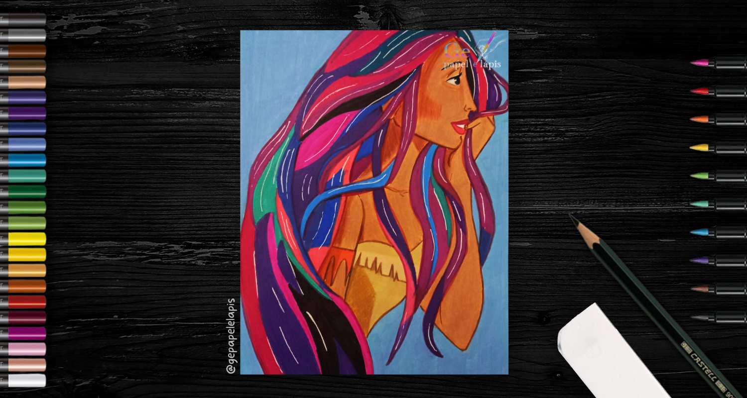 Fanart Pocahontas – Disney: Pintura com Lápis de Cor